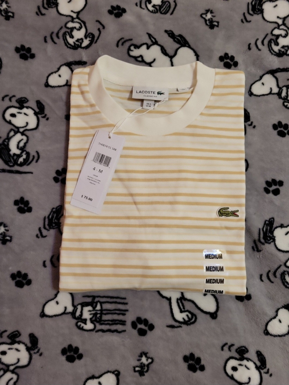 Lacoste Classic Fit Men's Striped T-Shirt Size Medium
